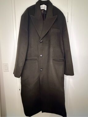 The Frankie Shop - Curtis Dark Brown Long Wool Oversized Coat (XS/S)